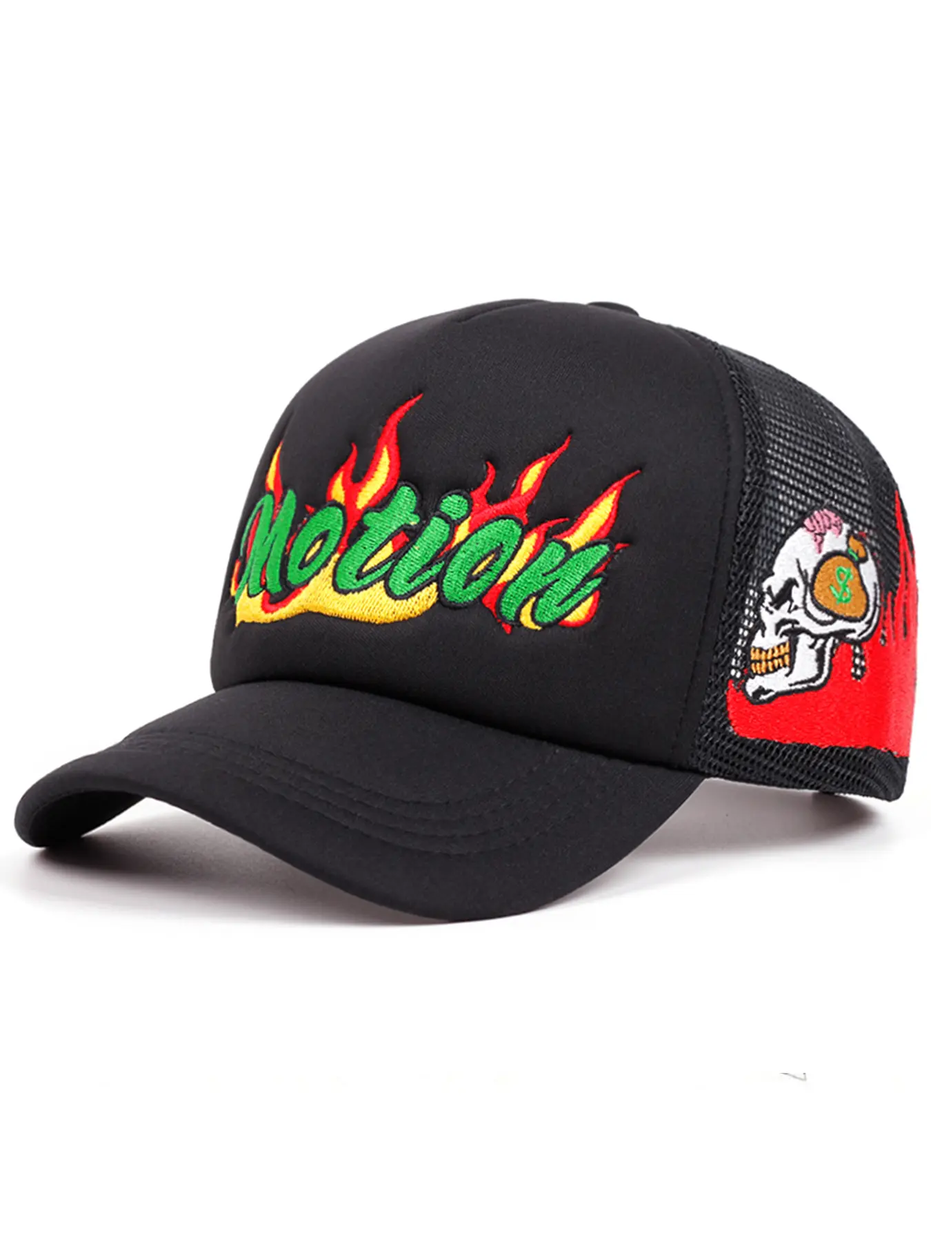 2025 Cotton Breathable Mesh Hat, Mesh Baseball Cap, Motion Skull Embroidery Men's Street Skateboarding, Women's Outdoor Cycling Sports Sunshade Hat Daily Commuting Wear Decoration Adjustable Baseball Hat
