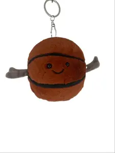 Basketball Smiley Plush Keychain, Mini Basketball, Basketball Bag Charm, Basketball Party Favor Clip