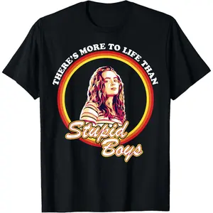 S-Stranger Things Max More To Life Than Stupid Short Sleeve T-Shirt Cotton Quality Printed Crew Neck T-Shirt Adult Men's and Women's Christmas Day Gift Birthday Gift Black Top