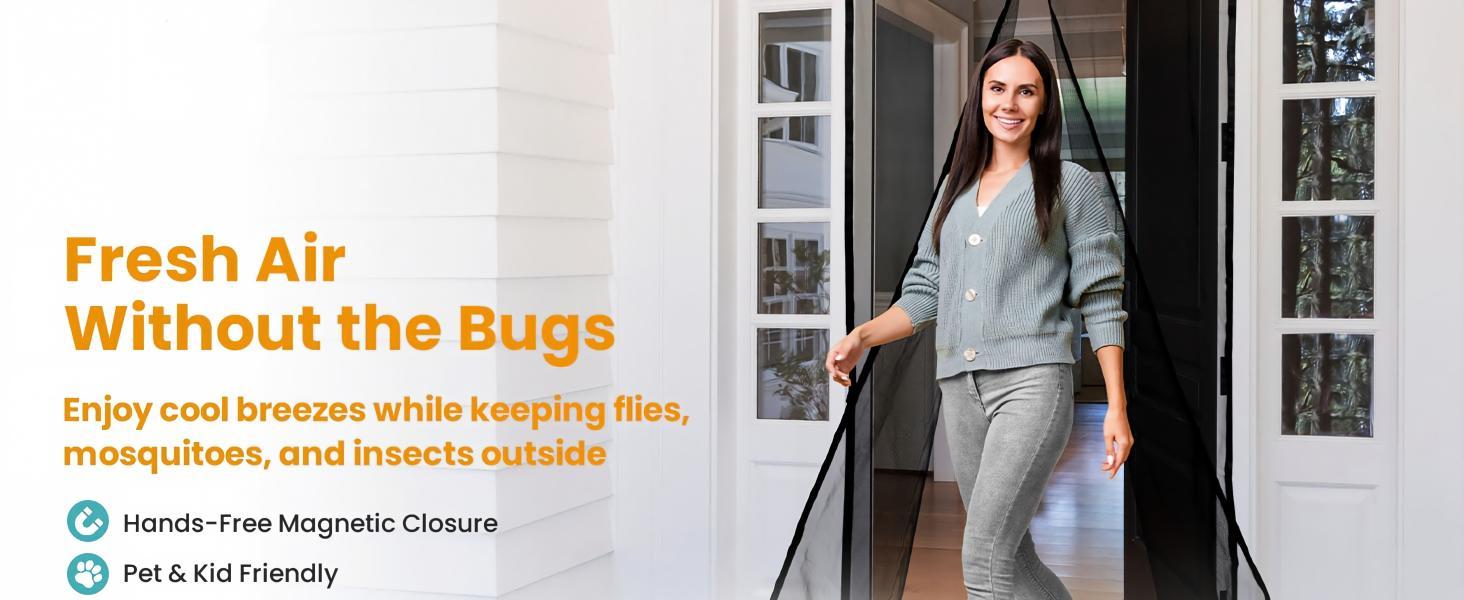 Magnetic Screen Door(38 x 82 Inches)-Keeps Bugs Out, Lets the Breeze In - 9-Minute Installation, Auto-Sealing, Heavy-Duty Double-Stitched Mesh, 52 Magnets, Hands-Free Sliding & Patio Door Screen, Pet & Kid Friendly Magnetic Screen Door(38 x 82 Inches)-Keeps Bugs Out, Lets the Breeze In - 9-Minute Installation, Auto-Sealing, Heavy-Duty Double-Stitched Mesh, 52 Magnets, Hands-Free Sliding & Patio Door Screen, Pet & Kid Friendly