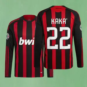08-09 Home Black and Red Long Sleeve NO.22 Kaka Soccer Jersey
