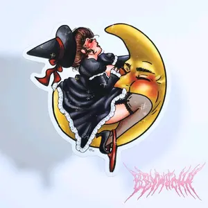 Witch Riding the Moon Sticker