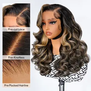 [Clearance Sale] Wiggins Hair Side Part Highlight Glueless Body Wave 13x4 Lace Front Wigs Human Hair Ready To Go Pre Cut Lace Pre Plucked Hairline Beginner Friendly