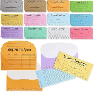 Budget Envelopes 96 Pack Bulk for Cash System 12 , 6.5 x 3 In High-Quality 120g Paper with Ledger for Tracking Expenses and Savingsclr