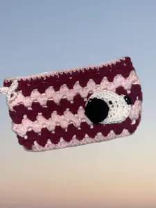 Crocheted Snoopy Makeup Bag with zipper and lining- Handmade