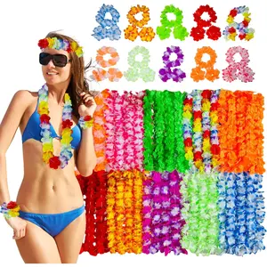 70 count Hawaiian Leis for Luau Party Decoration, Flower Necklace, Headbands, Wristbands Hawaiian Themed Party Decoration for Adult.