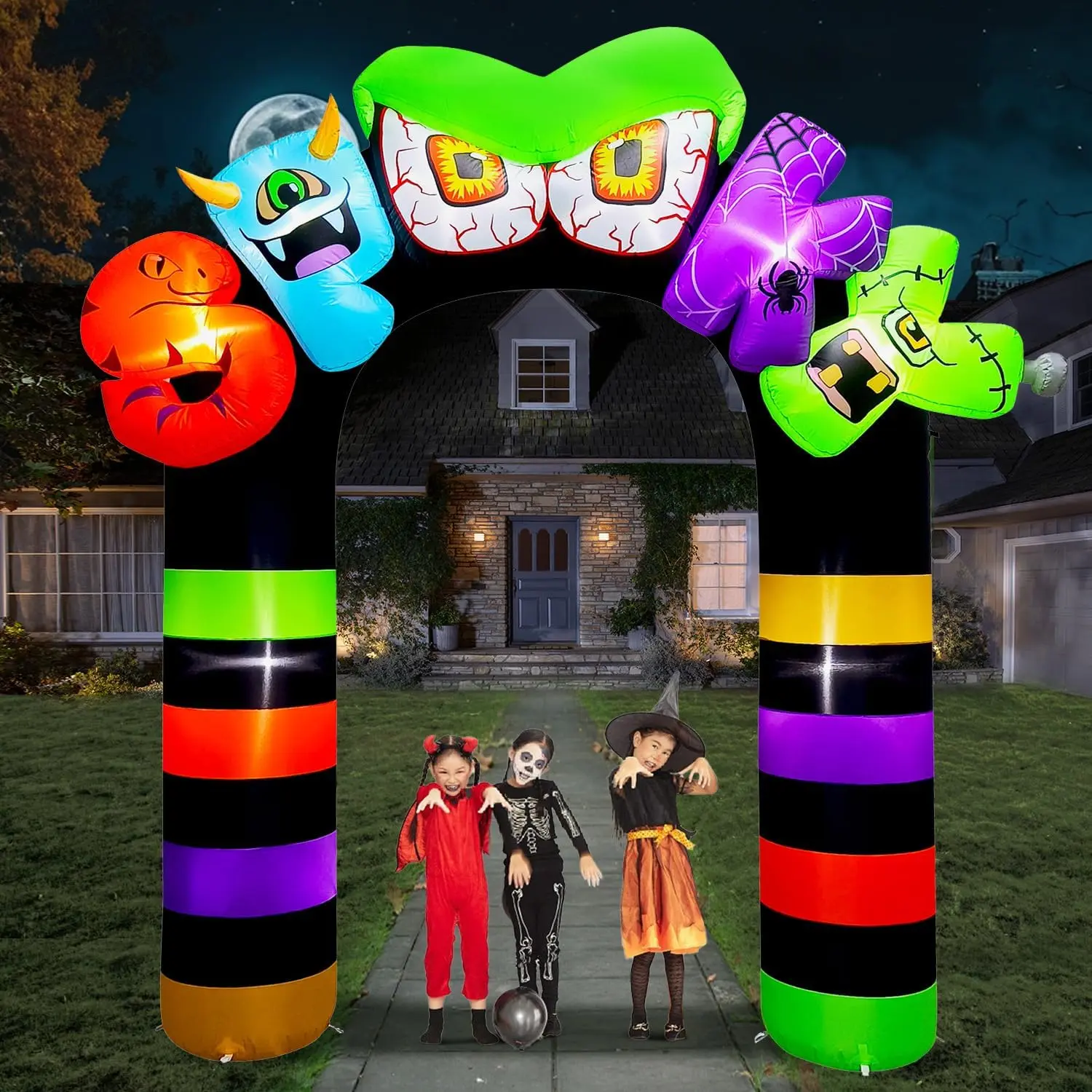 Giant Halloween Inflatables 9FT Spooky Archway, Halloween Inflatable Arch Built-in 8 LED for Spooky Halloween Inflatables Outdoor Decoration Graden Lawn Decor Party Haunted Housespooky season decor, spooky yard decor, halloween yard decor, halloween gift