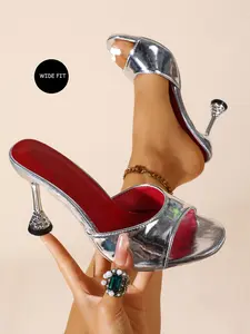 Women's Round Toe High Heel Sandals, Sexy Party Fashion, Minimalist Comfort, Height Increase, Long Legs Effect, Footwear, Rubber