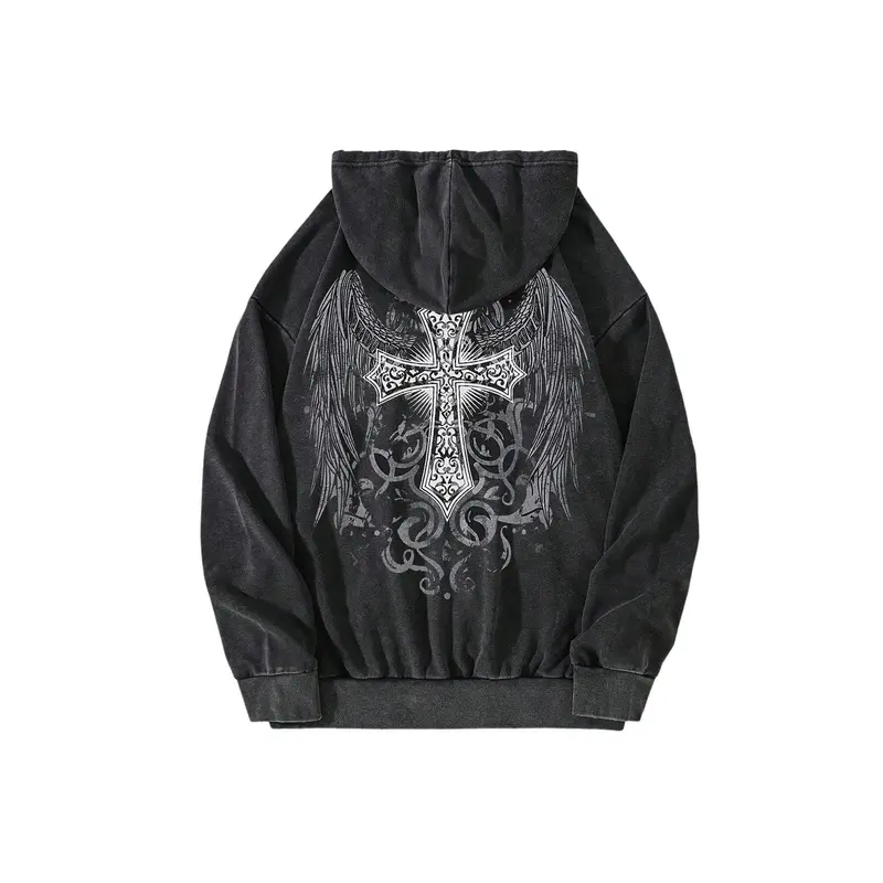 トップス 00s Algonquins wizard hoodie gothic Algonquins Japan Vintage Gothic Skull Hoodie J-punk Harajuku Black