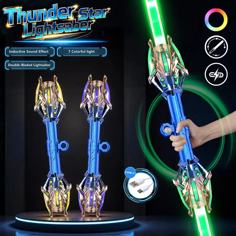 2-in-1 Twist Light Up Saber Toy - LED Light FX, Auto Retract, FX Sound, Galaxy Theme Sci-Fi Prop, 8-10 Years Kids Birthday Gift, Includes Cells (Toy Swords & Sabres, Twist Lightsaber)