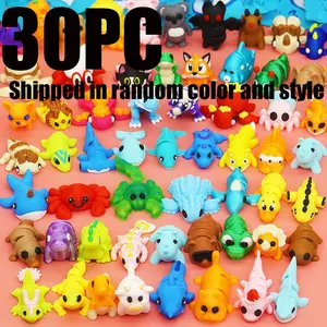 30 Piece Mini Animal Kingdom Decor Set, Cute Ocean Land Creatures Collection, Rainbow Soft Colors, Home Office Desk Decoration