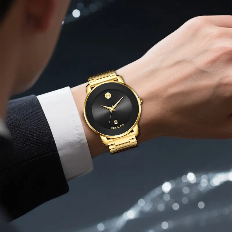 VEADONS Luxury Gold Watch for Men - Automatic Movement Sapphire Crystal Waterproof Dress Watch Business Casual Minimalist Design Stainless Steel Case - TikTok Shop VEADONS Luxury Gold Watch for Men - Automatic Movement Sapphire Crystal Waterproof Dress Watch Business Casual Minimalist Design Stainless Steel Case - TikTok Shop