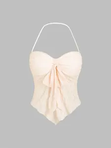 25572 Sexy Fitted Kint Halter Top for Summer, Moderate Fabric Thickness, Chic, Stylish and Comfortable Ladies Wear