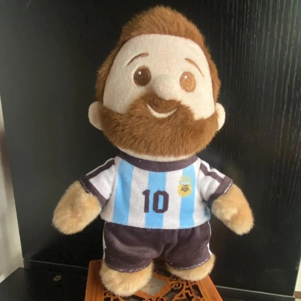 17CM Messi Plush Doll Cute Football Star Fluffy Toy Stuffed Keychain Pendant for Fans Holiday Birthday Gift
