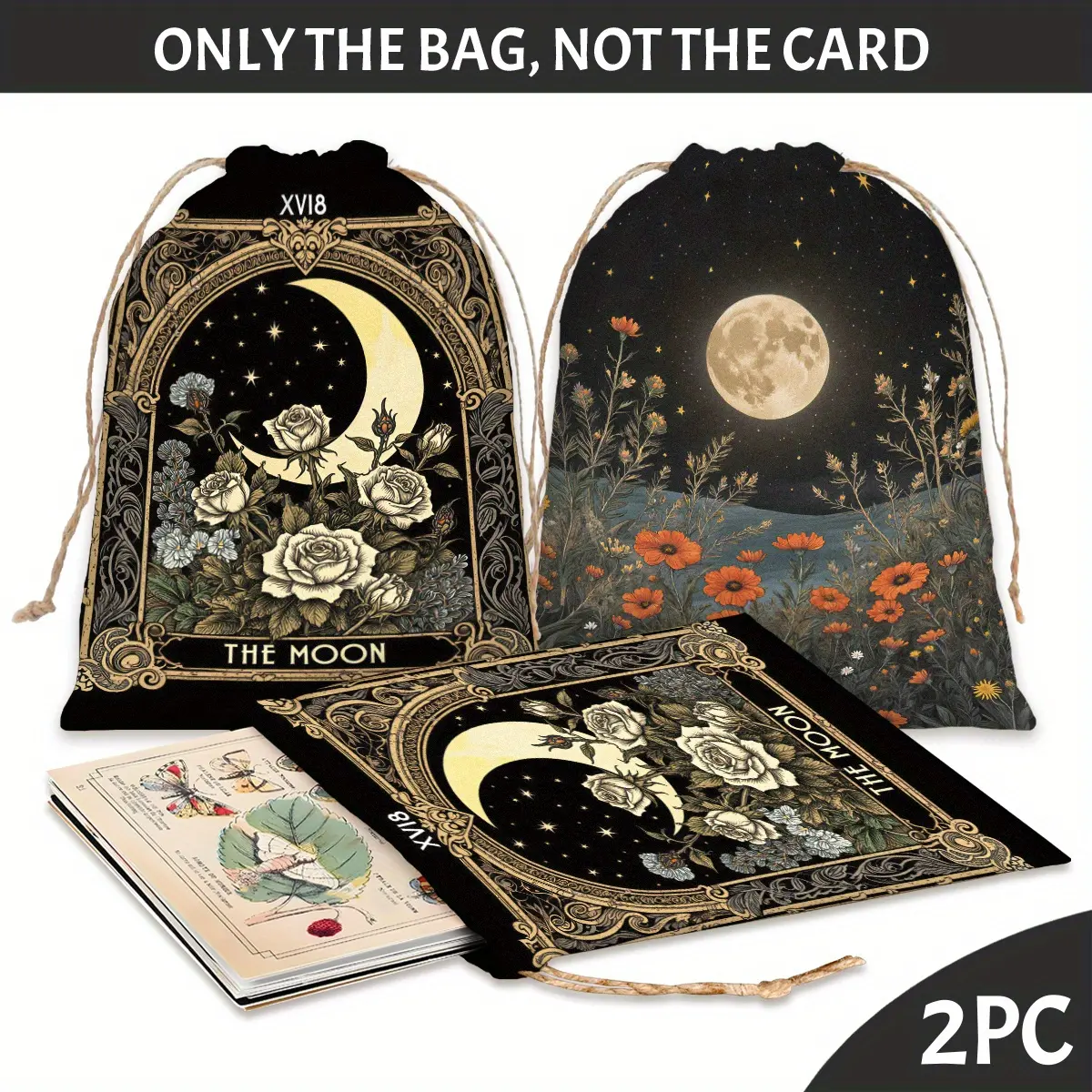 2pcs Tarot Card Party Drawstring Gift Bags Tarot Card Protection Drawstring Bags Dice Storage Bags Card & Jewelry Bags Gift Bags