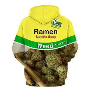 Plus Size 3D Ramen Snack Graphic Hoodie, Men's Casual Long Sleeve Sweatshirt Street Style Pullover with Kangaroo Pocket Menswear Collar vacation outfits Elastic Medium Polyester Top Fabric Lemon Yellow
