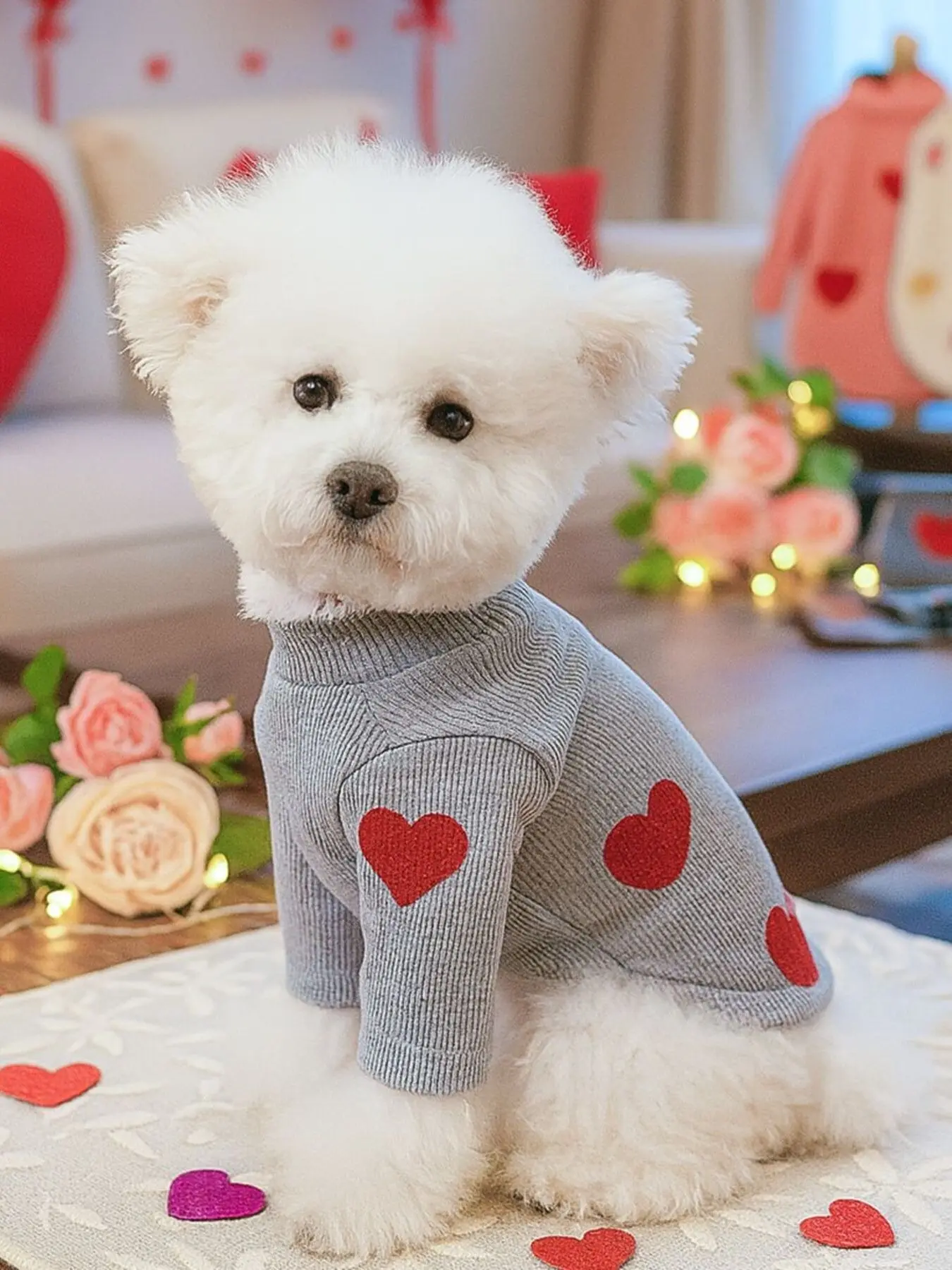 Heart Pattern Pet Sweater