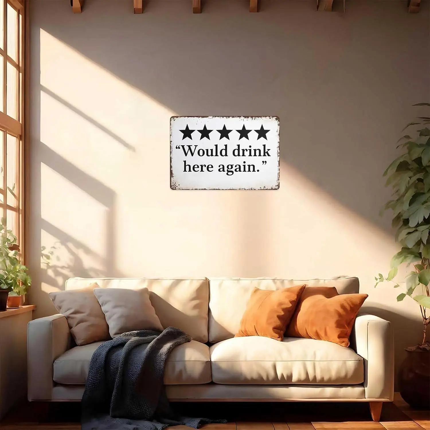 Funny 'Would Drink Here Again' Metal Bar Sign, Vintage Retro Man Cave ...
