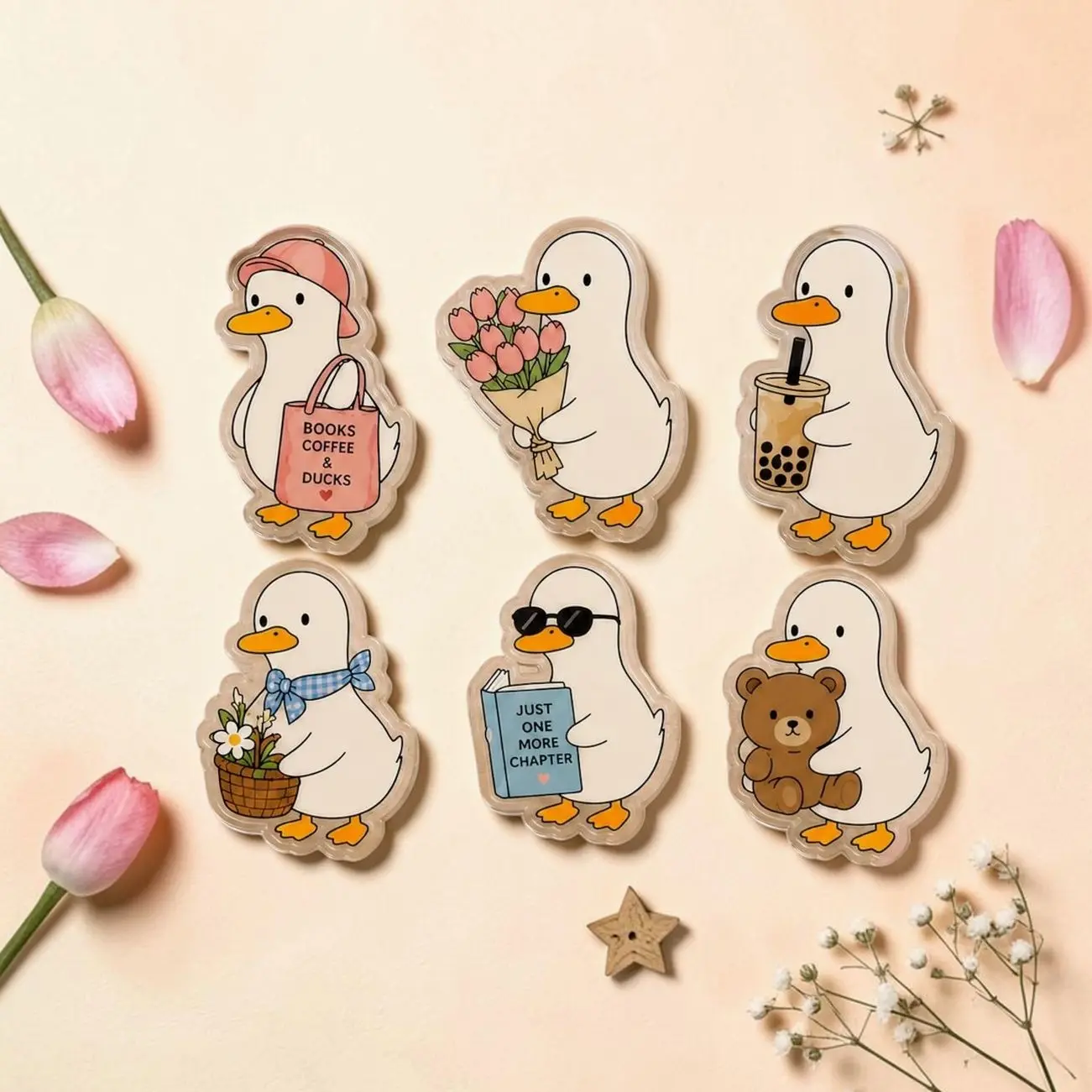 Funny Duck Magnetic Phone Grip, Cute White Duck with Soda Can Phone Holder & Stand, Kawaii Duck Lover Gift