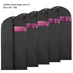 5PCS premium clothing covers, Dustcover, suitable for suits, dresses, jackets, jackets, and evening gowns, equipped with five zippers, made of breathable fabric, measuring 23.62 inches X 39.37 inches.