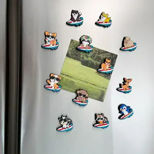 12-Piece Animal Refrigerator Magnet Set, Surf Theme Floral Fridge Magnets, Home Kitchen Decor, Magnet For Kitchen, Unique Design, Durable Resin Material