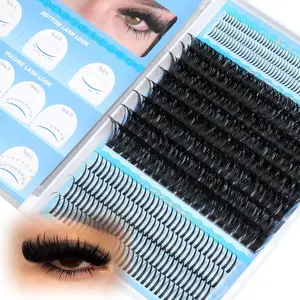 Lash Clusters DIY Lash Spikes Eyelash Clusters 436pcs 100D Fluffier Lashes Clusters Spiky Individual Lashes with Bottom Lashes 5-21mm False Eyelashes D-Curly Manga Cluster Eyelash Extensions