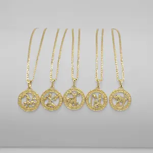 Zodiac Pendant and Necklace Unisex, Cuban Link Necklace 2mm