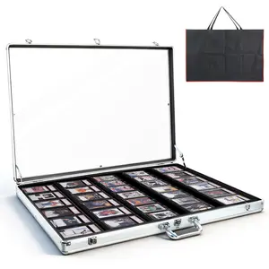 Trading Card Display Case,34"x22" Card Show Display Case,Excellent quality and High Performance,card display case with Alloy safety lock&Anti-wear surface for Sports Card/TCG/Jewelry Collection,Silver