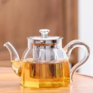 800ml Heat-Resistant Glass Teapot with Stainless Steel Infuser Perfect for Home Tea Lovers High-Quality Glass Design pot borosilicate glassteapot