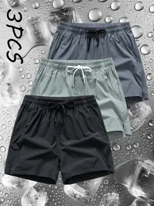 Men's Solid Color Quick Drying Swim Shorts, Breathable Sweat-absorbing Swim Shorts, Lightweight Swim Shorts for Outdoor Sports Fitness, Summer Swim Bottoms, Swimtrunks, Swimwear Shorts