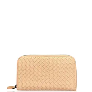 Pre-owned Bottega Veneta Leather small leather goods Continental Wallet Lambskin Intrecciato Nappa Light Tan (zs030126c0)