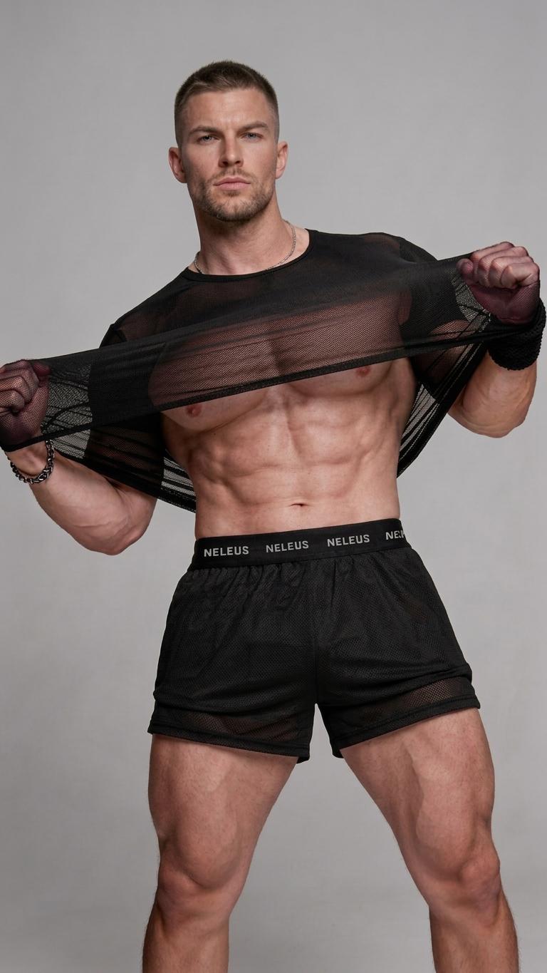 NELEUS Bare Feel Mesh Loose Tank Top