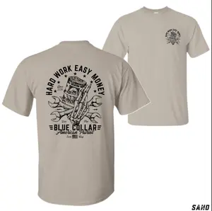 Hard Work Easy Money 2 Sided T-shirt - Bold American Patriotic Design Featuring Skeleton and Wrenches, Menswear Tops Tshirt Streetwear