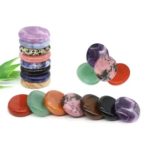 Gembaby 35x45mm Thumb Worry Stones Oval Massage Quartz Healing Crystal Chakra Energy Therapy Meditation Spiritual Natural Gemstone Decor