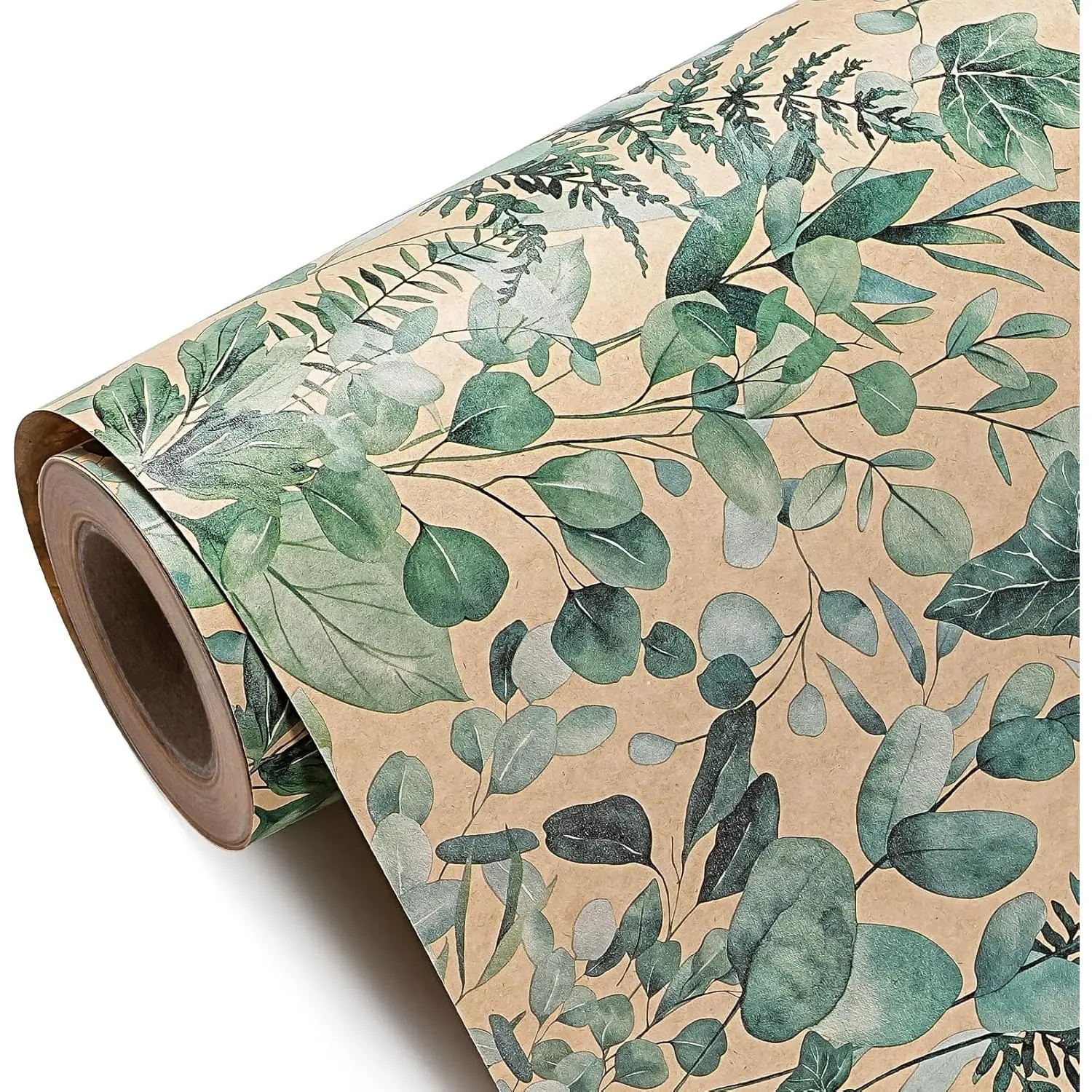 Eucalyptus Leaves Wrapping Paper Roll - Mini Roll - 17 Inch x 16.5  - Greenery Wrapping Paper  for Birthday, Wedding, Bridal Shower