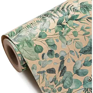 Eucalyptus Leaves Wrapping Paper Roll - Mini Roll - 17 Inch x 16.5  - Greenery Wrapping Paper  for Birthday, Wedding, Bridal Shower