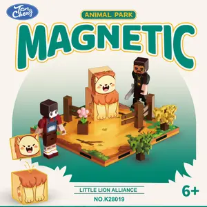 Magnetic Building Blocks Minecraft Lion Scene, DIY Puzzle Toy for Kids, Educational Gift for Boys and Girls, Creative Playset