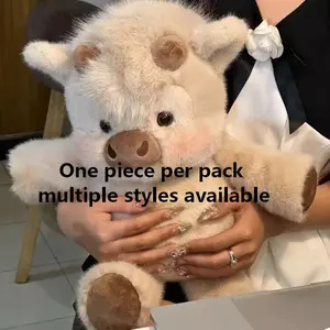 Plush Pillow Featuring Run Bear & Scottish Cow Design, Soft Plush Toy Gift Idea, Perfect for Kids' Room Decor & Comfortable Hug