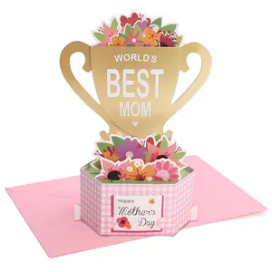 Mothers Day Pop Up Card Displayable World's Best Mom/Grandma Trophy