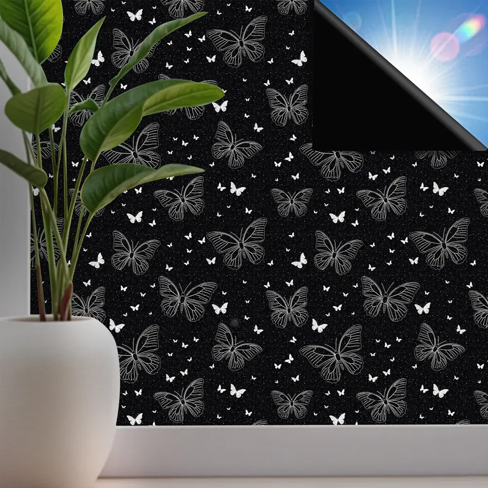1pc (43*100cm) butterfly pattern removable window sticker, Removable window decal, 100% blackout and UV protection - window privacy film - static adsorption glass film - heat insulation, for door and window glass decoration