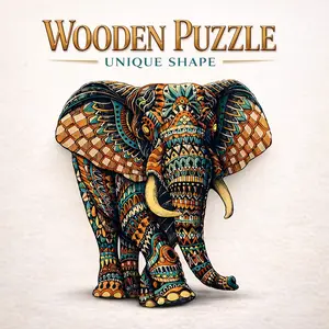 Unique Shape Elephant Wooden Puzzle Colorful Animal Jigsaw Stress Relief Home Decor Art Puzzles Gift