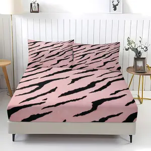 Zebra Pattern Fitted Sheet, Soft And Comfortable Bedding Set (1 Sheet + 2 Pillowcases, No Pillow Core), Suitable For Teenagers And Adults, In Bedrooms, Dormitories And Guest Rooms