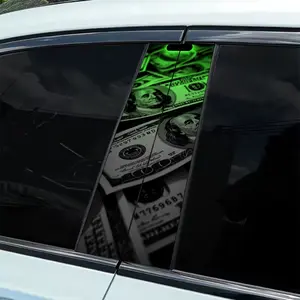 2pcs 1 Trendy Fortune Dollar Style Car Sticker - Durable Vinyl B-Pillar Protective Film, Fantasy Theme Self-Adhesive Body Decoration, Easy Installation, Weatherproof Vehicle Accessories, Dynamic Art Design, Long-lasting and Firm, Natural Style Decoration