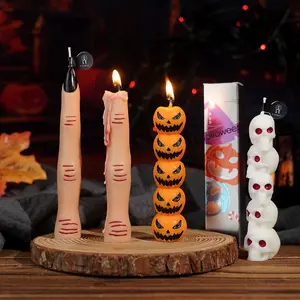 Skull Pumpkin Long Stick Candle, Halloween Prop Decorative Ornament, Creative Atmosphere Setting Accessory for Festive Celebrations