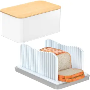 Bread Slicer for Homemade with Box, Foldable Bread  with Crumb Tray, Adjustable Width Bread Slicing Guide for Loafs, Sandwiches, Bagels, and Cakes