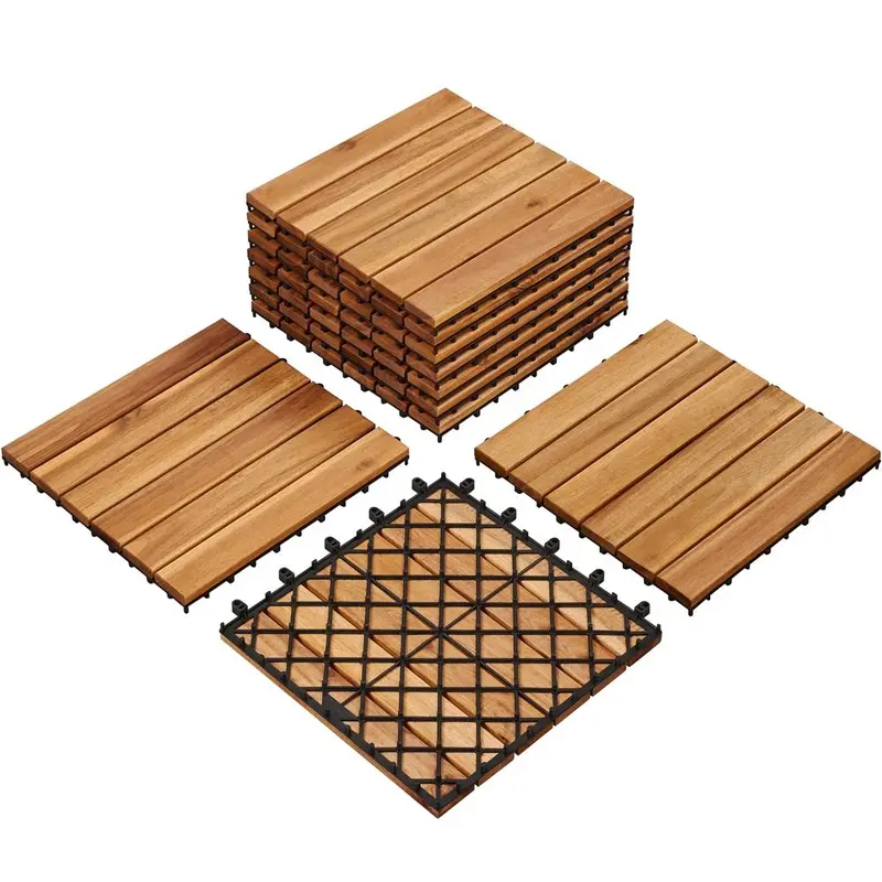 【Durable & Long-Lasting】Yaheetech 27/54/108 PCS Wood Flooring Tiles 12.5X12.5in Wood Plastic Interlocking Flooring Tiles for Outdoor & Indoor Patio Garden Deck Poolside