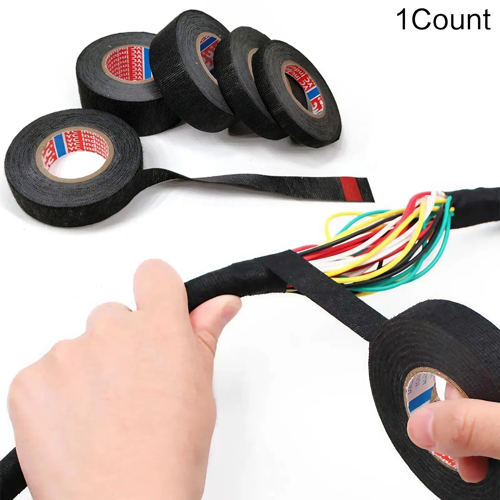 Heat-Resistant Adhesive Cloth Tape, High Temperature Resistant, Insulation Tape, Wire Harness Tape, 1 Count Multifunctional Cable Car Harness Wiring Loom Tape, Suitable for Electrician, Contractor, Workshop, Hotel