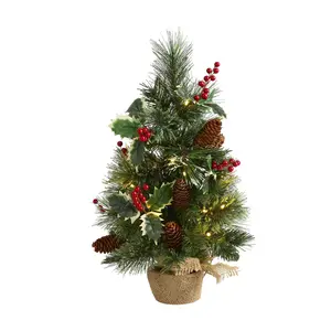 Nearly Natural 18" Mixed Pine Faux Christmas Tree w/ Berries