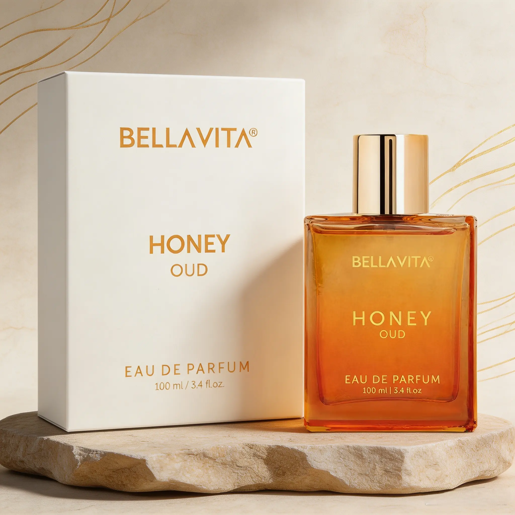 Bella Vita Honey Oud Eau de Parfum 100ml – Unisex Long-Lasting Vegan Perfume with Patchouli, Vanilla, Bergamot, Floral & Spicy Notes – Ideal Valentine’s Day Gift for Him or Her
