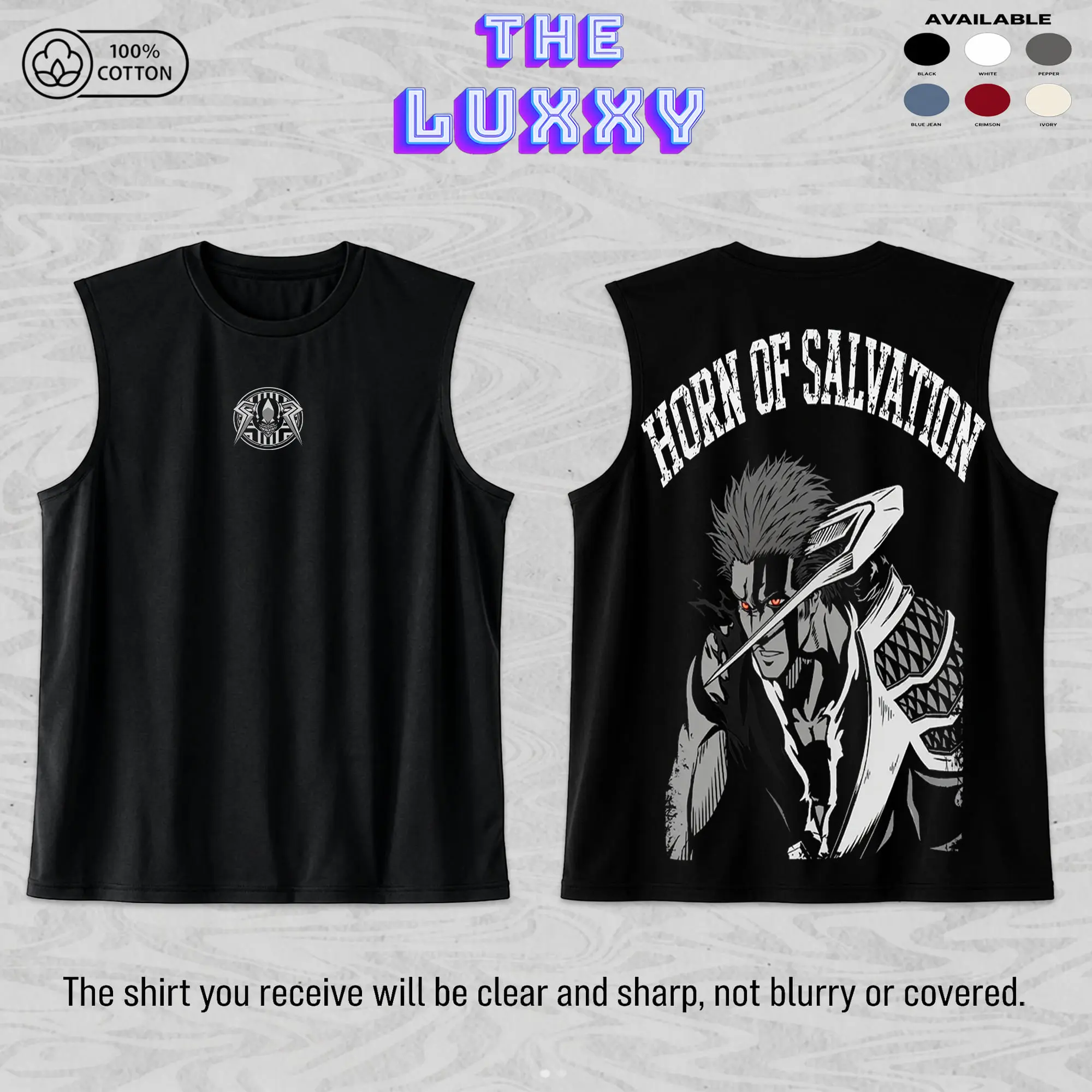Ichigo Horn Of Salvation Unisex Cotton Premium Comfort Colors Tank Top, Bleach Anime Merch, Grunge Cotton Comfort Tank Top, Anime Aesthetic Gift, Gym Tank Top, Anime Gym Tank Top